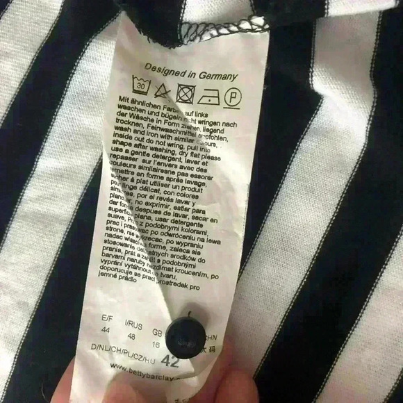 Belly Barclay Women’s Striped Black White Beach Cover Up Euro Summer Large - Picture 7 of 7